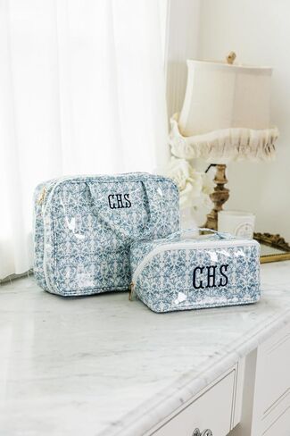 Personalized Hanging Toiletry Bag - Embroidered Travel Organizer for Women, Clear-Coated Makeup Bag with 4 Zipper Compartments, Foldable Organizer, Monogrammed Gift (Madison) in Saudi Arabia