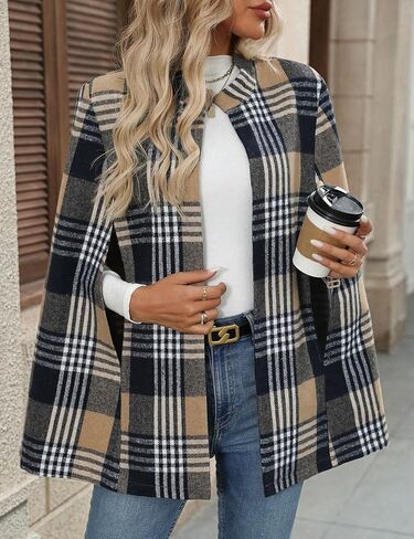 IDEALSANXUN Womens Wool Cape Coat Fall Winter Casual Oversized Peacoat Dress Jackets in Saudi Arabia