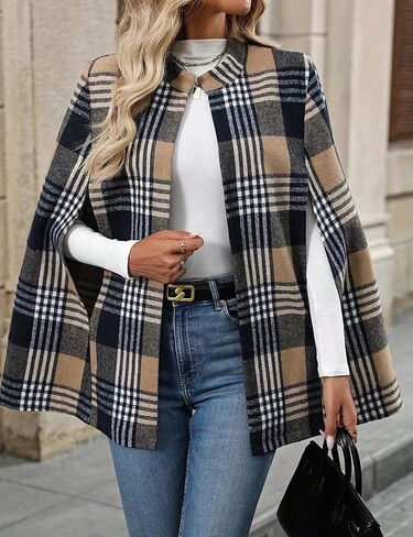 IDEALSANXUN Womens Wool Cape Coat Fall Winter Casual Oversized Peacoat Dress Jackets in Saudi Arabia