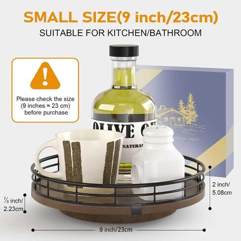 Gold Decorative Vanity Tray, 10 Inch Rotating Lazy Susan Perfume Tray with Metal Rail, Checkerboard Wood Organizer for Bathroom Counter, Dresser, Skincare, Jewelry and Makeup Display in Saudi Arabia