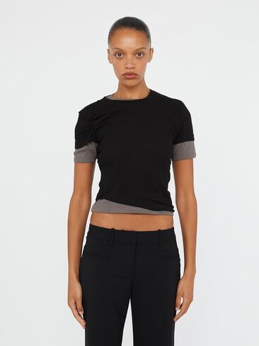 Christopher Esber Sheer Ribbed Overlay Loophole Tee in Kuwait