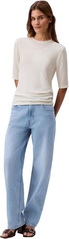 Calvin Klein Jeans Womens Textured Knit 3/4 Sleeve Top in Saudi Arabia