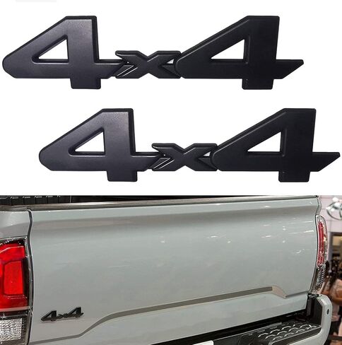 2 قطعة 4x4 شعارات شارة ثلاثية الأبعاد معدنية من الكروم شعار الجانب الجذع شارة شعار للباب الخلفي 2005-2021 شاحنة/SUV/بيك اب (أسود) in Kuwait