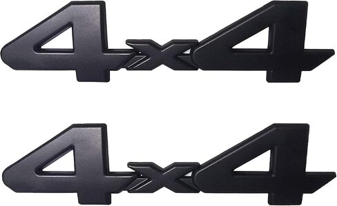 2 قطعة 4x4 شعارات شارة ثلاثية الأبعاد معدنية من الكروم شعار الجانب الجذع شارة شعار للباب الخلفي 2005-2021 شاحنة/SUV/بيك اب (أسود) in Kuwait