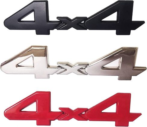 2 قطعة 4x4 شعارات شارة ثلاثية الأبعاد معدنية من الكروم شعار الجانب الجذع شارة شعار للباب الخلفي 2005-2021 شاحنة/SUV/بيك اب (أسود) in Kuwait
