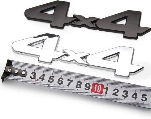 2 قطعة 4x4 شعارات شارة ثلاثية الأبعاد معدنية من الكروم شعار الجانب الجذع شارة شعار للباب الخلفي 2005-2021 شاحنة/SUV/بيك اب (أسود) in Kuwait