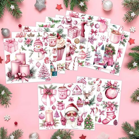 AHANDMAKER 12 ورقة فرك عيد الميلاد على ملصقات النقل جنوم الرنة سانتا كلوز نافذة يتمسك الأثاث صائق للمنزل مدرسة مكتب ديكور عطلة حزب DIY لوازم الحرف اليدوية، 5.5 × 5.5 in Kuwait