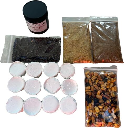 Generic Cascarilla، Pescado Ahumado، Jutia، Maiz Tostado، Atare y Manteca de Corojo 4 أوقية، Elegua Offer Kit، Santeria، Yoruba، Ifa EKU Eja Awado Atare Efun Agbado. in Saudi Arabia