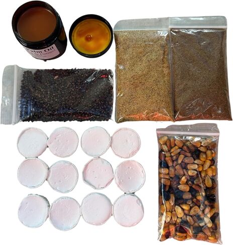 Generic Cascarilla، Pescado Ahumado، Jutia، Maiz Tostado، Atare y Manteca de Corojo 4 أوقية، Elegua Offer Kit، Santeria، Yoruba، Ifa EKU Eja Awado Atare Efun Agbado. in Saudi Arabia
