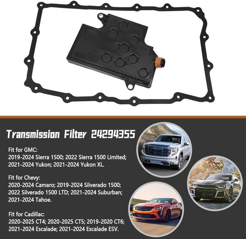 24294355 Filter Fit for Sierra 1500 Yukon Camaro Silverado Suburban Tahoe Cadillac CT4 CT5 CT6 Escalade, 10L60 10L80 10L90 Transmission Filter with Rubber Gasket in Kuwait