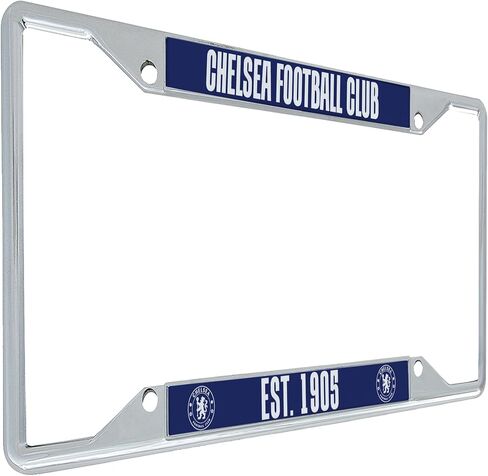 Desert Cactus Chelsea FC London Blue Lions إكسسوارات السيارات لكرة القدم وكرة القدم المعدنية وإطار لوحة الترخيص وحامل البطاقات للأمام والخلف من السيارة (الإطار - التصميم أ) in Saudi Arabia