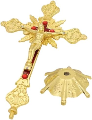 MTYIQS Standing Decorative Standing Crucifix, Antique Copper Finish, Ornate Victorian Style Cross with Base (BRONZE) in Saudi Arabia