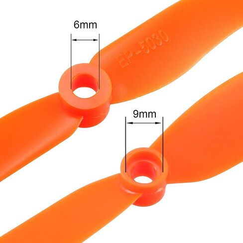 uxcell RC Propellers CW 8060 8x6 Inch 2-Vane Fixed-Wing for Airplane, Nylon Orange 4pcs with Adapter Rings in Saudi Arabia