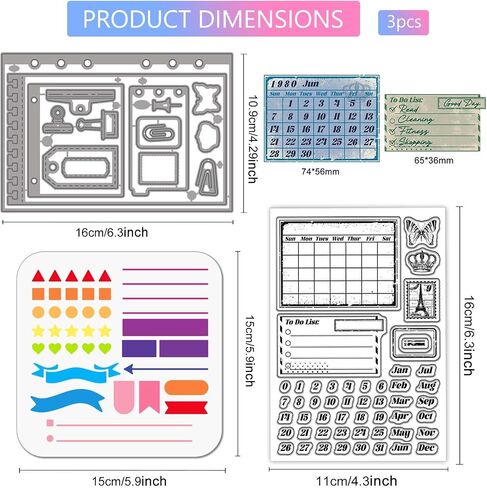 GLOBLELAND Vintage Postcards Clear Stamps Metal Rectangle Frame Die Cuts Layering PET Paint Craft Stencils for Card Making DIY Embossing Scrapbooking Craft in Saudi Arabia