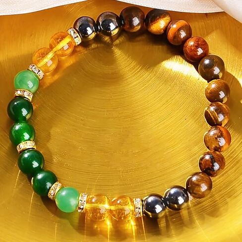 Money Attraction Bracelets for Women & Men Natural Crystal Tiger's Eye Black Yellow Tourmaline Onyx Attracts Money Bracelet in Saudi Arabia