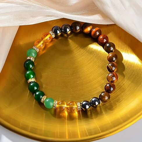 Money Attraction Bracelets for Women & Men Natural Crystal Tiger's Eye Black Yellow Tourmaline Onyx Attracts Money Bracelet in Saudi Arabia