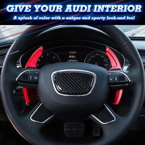 x xotic tech Red Aluminum Alloy Paddle Shifter Extensions Interior Shift Cover Trim Compatible with Audi A3 A4 A5 A6 A7 A8 S5 Q3 Q5 Q7 Interior Accessories in Saudi Arabia