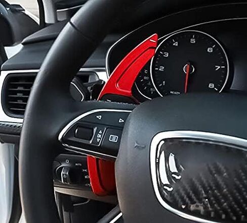 x xotic tech Red Aluminum Alloy Paddle Shifter Extensions Interior Shift Cover Trim Compatible with Audi A3 A4 A5 A6 A7 A8 S5 Q3 Q5 Q7 Interior Accessories in Saudi Arabia