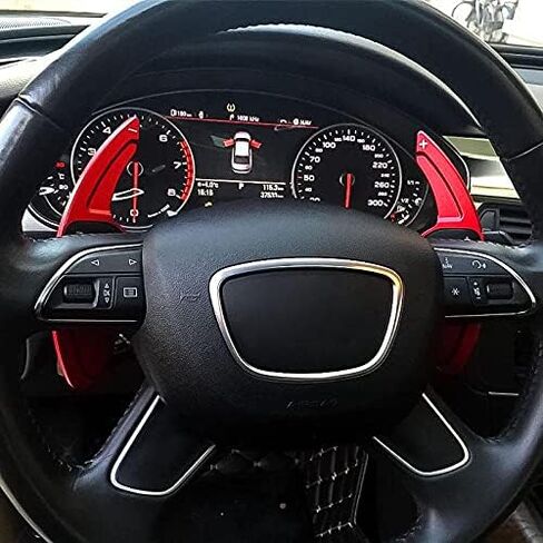 x xotic tech Red Aluminum Alloy Paddle Shifter Extensions Interior Shift Cover Trim Compatible with Audi A3 A4 A5 A6 A7 A8 S5 Q3 Q5 Q7 Interior Accessories in Saudi Arabia