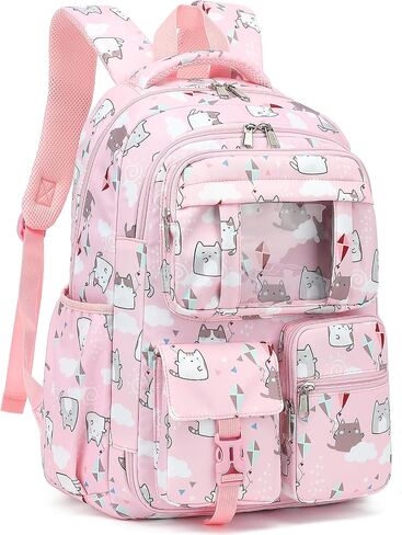 Cat Backpack for Girls Refrigerator Door School Bag for Kids Teen Women Casual Travel Daypacks (Pink) in Saudi Arabia