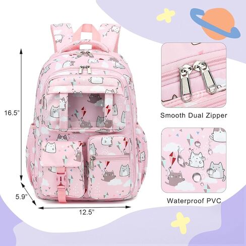 Cat Backpack for Girls Refrigerator Door School Bag for Kids Teen Women Casual Travel Daypacks (Pink) in Saudi Arabia