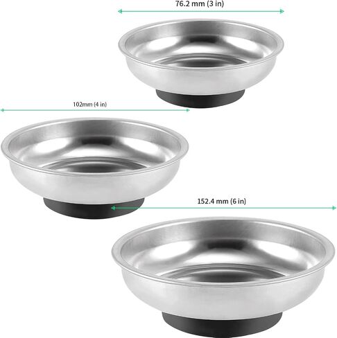 FUNSUEI 12 Packs 6 Inch and 3 Inch Magnetic Tray Set, Stainless Steel Magnetic Bowl, Round Magnetic Parts Tray for Pins, Screws, Bolts, Nuts, Small Parts in Saudi Arabia