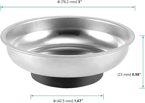 FUNSUEI 12 Packs 6 Inch and 3 Inch Magnetic Tray Set, Stainless Steel Magnetic Bowl, Round Magnetic Parts Tray for Pins, Screws, Bolts, Nuts, Small Parts in Saudi Arabia
