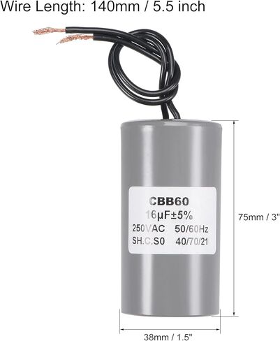 MECCANIXITY CBB60 Run Capacitor 18uF 250V AC 2 Wires 50/60Hz Cylinder Motor Running Capacitor 75x41mm for Air Compressor Water Pump in Saudi Arabia