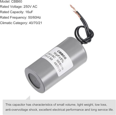 MECCANIXITY CBB60 Run Capacitor 18uF 250V AC 2 Wires 50/60Hz Cylinder Motor Running Capacitor 75x41mm for Air Compressor Water Pump in Saudi Arabia