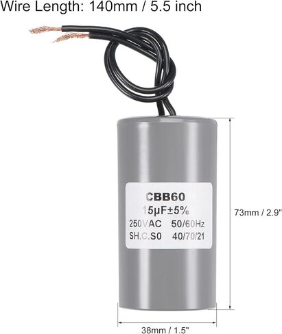 MECCANIXITY CBB60 Run Capacitor 18uF 250V AC 2 Wires 50/60Hz Cylinder Motor Running Capacitor 75x41mm for Air Compressor Water Pump in Saudi Arabia
