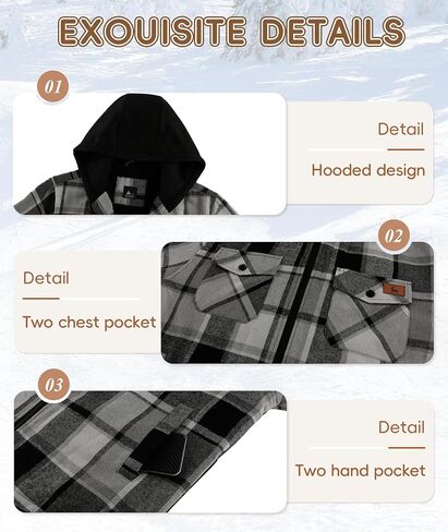 Men's Thick Fleece Plaid Jacket Flannel Shirts Sherpa Lined Full Zip Up Hoodie Winter Coat with Pockets in Kuwait