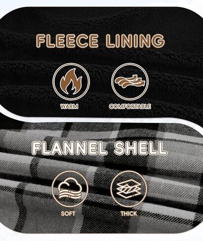 Men's Thick Fleece Plaid Jacket Flannel Shirts Sherpa Lined Full Zip Up Hoodie Winter Coat with Pockets in Kuwait