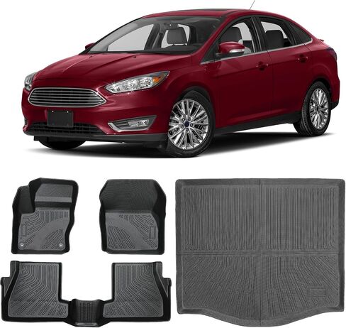 سجادات أرضية لسيارة Ford Focus Hatchback 2012-2018 & Focus RS 2016-2018، بطانة أرضية CustomFit لسيارة Focus SE/S/SEL/Titanium/Electric/ST/RS، سجادات مجموعة كاملة مقاومة للماء ومضادة للانزلاق، الصف الثاني الأمامي والجذع in Saudi Arabia