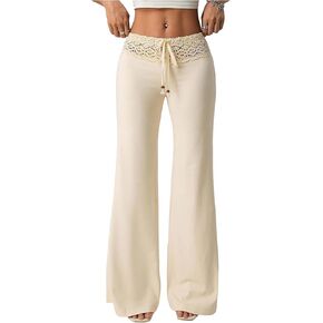 بنطلون نسائي طويل من Verdusa مصنوع من نسيج الكروشيه كاجوال بأرجل مستقيمة in Kuwait