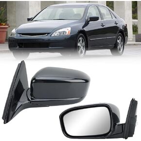 Right Passenger Side Mirror Compatible with Honda Accord 2003 2004 2005 2006 2007 Non-Heated Manual Folding Power Glass Door Mirrors Paintable Black Partslink #HO1321152 in Kuwait