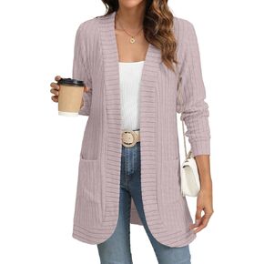 YSYOKOW Women Long Sleeve Open Front Cardigan Casual Lightweight Long Cardigans Loose Knit Outwear with Pockets in Kuwait