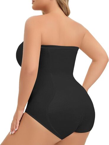 Body Smoothing Shapewear Strapless Waist Trainer Body Waist Shaper Ribbed Bodysuit Booty Lifting Shapewear in Saudi Arabia