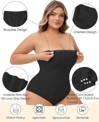 Body Smoothing Shapewear Strapless Waist Trainer Body Waist Shaper Ribbed Bodysuit Booty Lifting Shapewear in Saudi Arabia