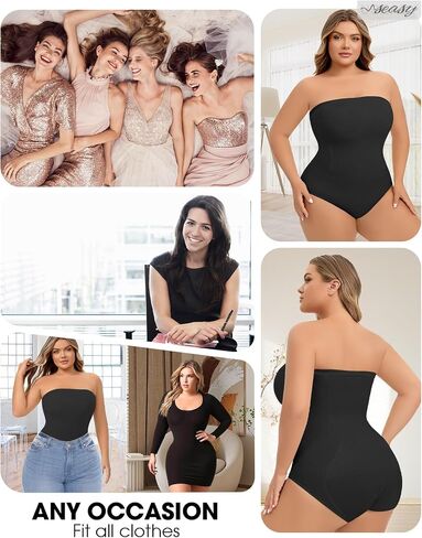 Body Smoothing Shapewear Strapless Waist Trainer Body Waist Shaper Ribbed Bodysuit Booty Lifting Shapewear in Saudi Arabia