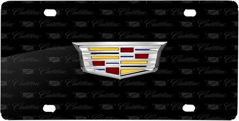 صورة iPick لشعار Cadillac Crest ثلاثي الأبعاد على لوحة ترخيص من الألومنيوم باللون الأسود بنمط الشعار in Saudi Arabia