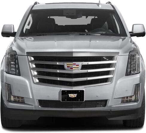 صورة iPick لشعار Cadillac Crest ثلاثي الأبعاد على لوحة ترخيص من الألومنيوم باللون الأسود بنمط الشعار in Saudi Arabia