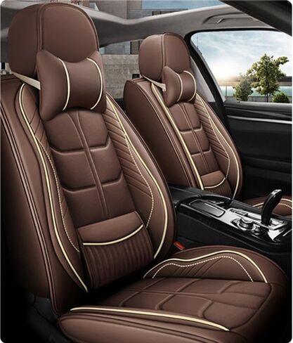 Leather Car Seat Cover for Infiniti QX60 2014-2023,Waterproof car seat Covers with Lumbar Support,Comfortable Breathable Seat Cover,Easy to Install(5PCS Luxury,Coffee) in Saudi Arabia