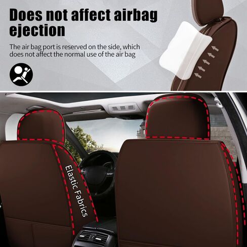 Leather Car Seat Cover for Infiniti QX60 2014-2023,Waterproof car seat Covers with Lumbar Support,Comfortable Breathable Seat Cover,Easy to Install(5PCS Luxury,Coffee) in Saudi Arabia