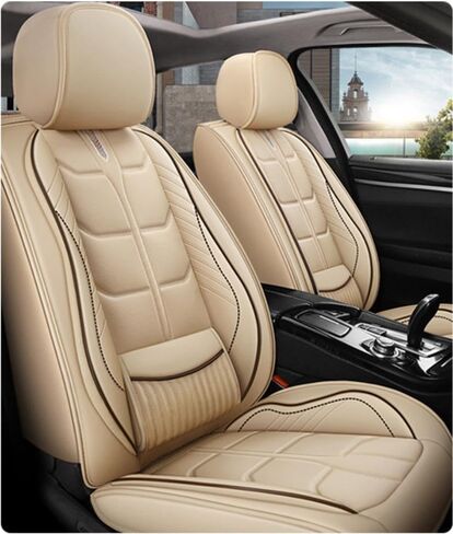 Leather Car Seat Cover for Infiniti QX60 2014-2023,Waterproof car seat Covers with Lumbar Support,Comfortable Breathable Seat Cover,Easy to Install(5PCS Luxury,Coffee) in Saudi Arabia