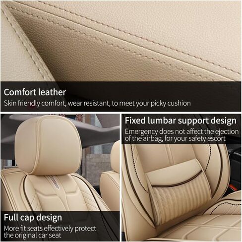 Leather Car Seat Cover for Infiniti QX60 2014-2023,Waterproof car seat Covers with Lumbar Support,Comfortable Breathable Seat Cover,Easy to Install(5PCS Luxury,Coffee) in Saudi Arabia