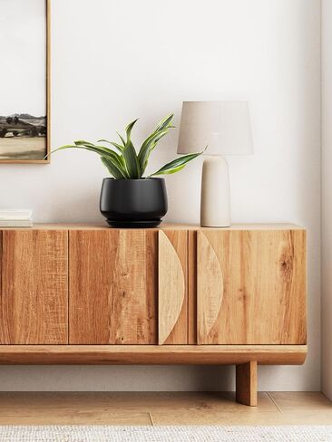 LE TAUCI Ceramic Planters, 10 Inch Pots for Plants, Indoor Plant Pots with Drainage Holes and Saucers, Modern Planters Fit Mid Century Plant Stand, Flower Pots for Indoor Plants, Reactive Glaze Beige in Kuwait