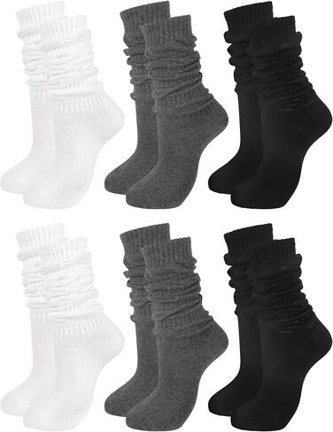 6 Pairs Women Slouch Socks Long Slouchy Scrunch Thigh High Boot Knit Stacked Knee Long Socks in Saudi Arabia