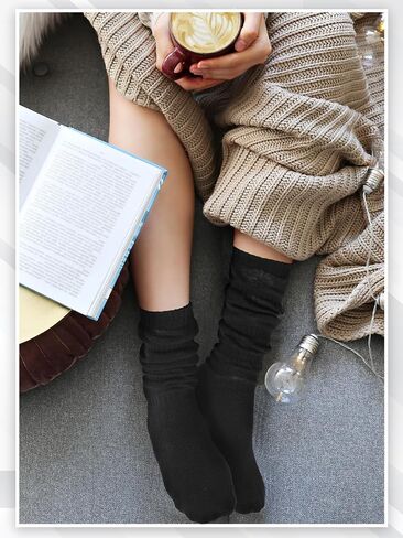6 Pairs Women Slouch Socks Long Slouchy Scrunch Thigh High Boot Knit Stacked Knee Long Socks in Saudi Arabia