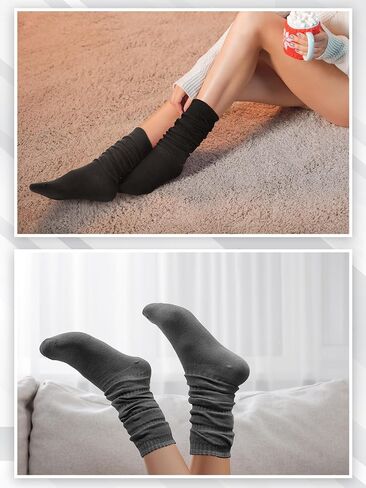 6 Pairs Women Slouch Socks Long Slouchy Scrunch Thigh High Boot Knit Stacked Knee Long Socks in Saudi Arabia