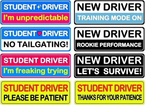 8Pcs Student Driver Magnetic Sticker, Removable Lovely Student Driver Sticker Magnet Supplies for Car, Keep Your Distance Safety Sign Suitable for Novice Drivers in Saudi Arabia